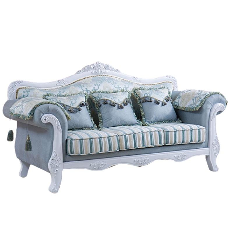 欧式布艺沙发123组合简欧木家具三人双人美容院小户型可拆洗