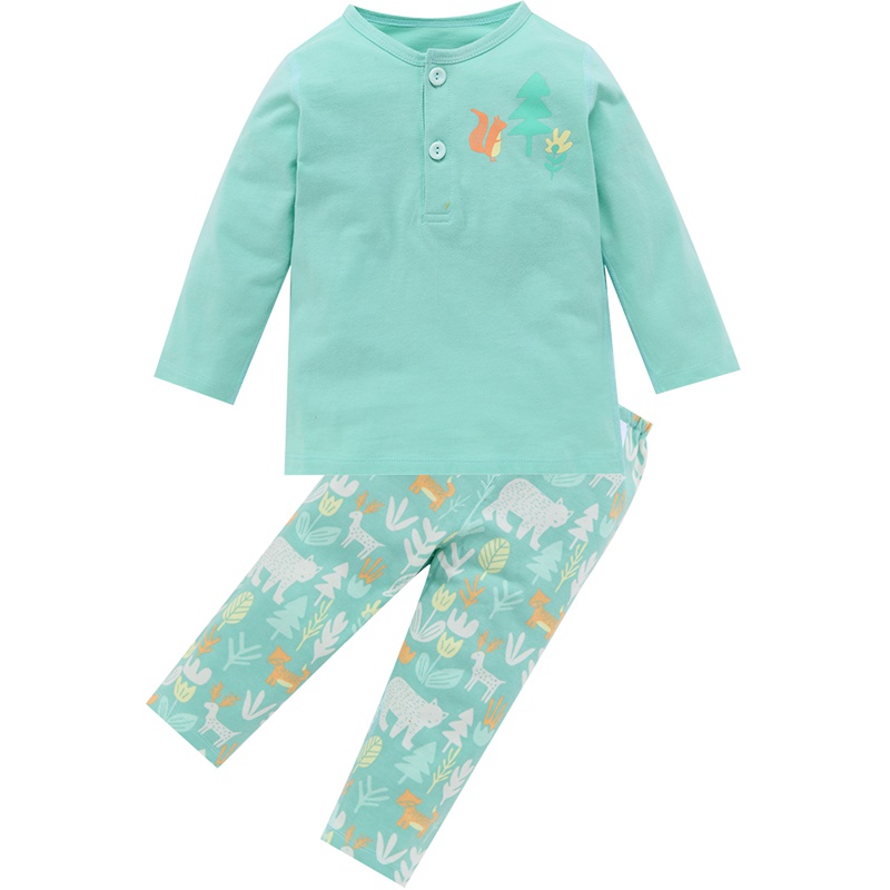 米乐鱼儿童睡衣春夏季男女童长袖纯棉小女男孩宝宝无痕家居服套装薄款四季