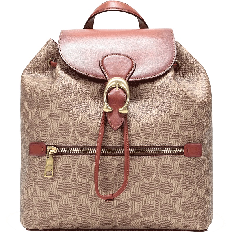 COACH 蔻驰 奢侈品 女士涂层帆布配皮经典标志EVIE双肩包 68563