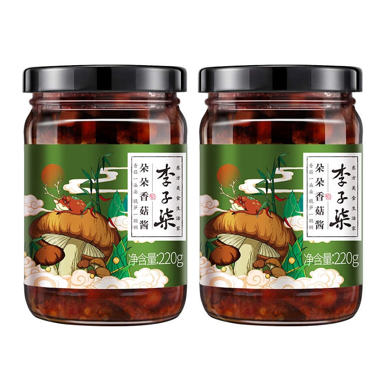 李子柒 朵朵香菇酱 冬笋辣椒酱拌饭下饭酱香辣拌面蘑菇220g*2瓶