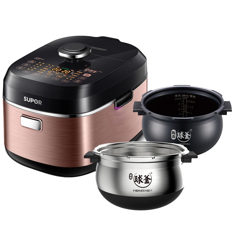 苏泊尔(SUPOR)精铜陶晶球釜鲜呼吸100快速电压力锅 SY-50HC18Q IH电磁加热 双胆 触摸屏 快速脱骨5L