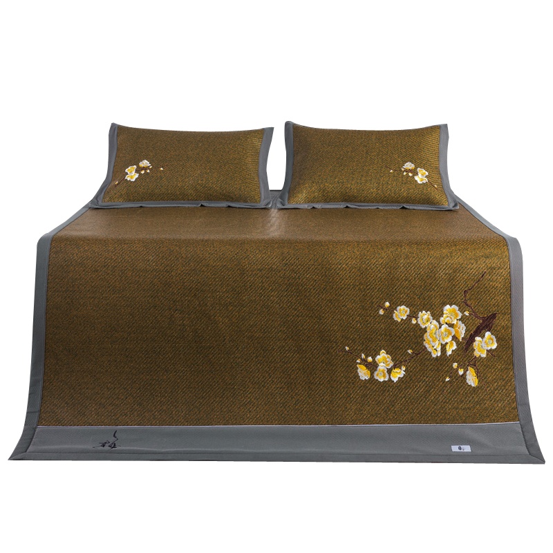 唛乐斯MALLAS刺绣藤席三件套 紧密编织 光滑亲肤 精美立体刺绣 可折叠易储存 勿水洗藤席三件套