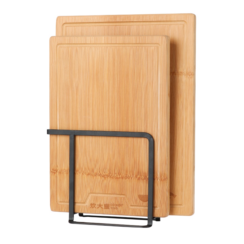 炊大皇整竹砧板套装 送砧板架 竹案板 切菜板2件套