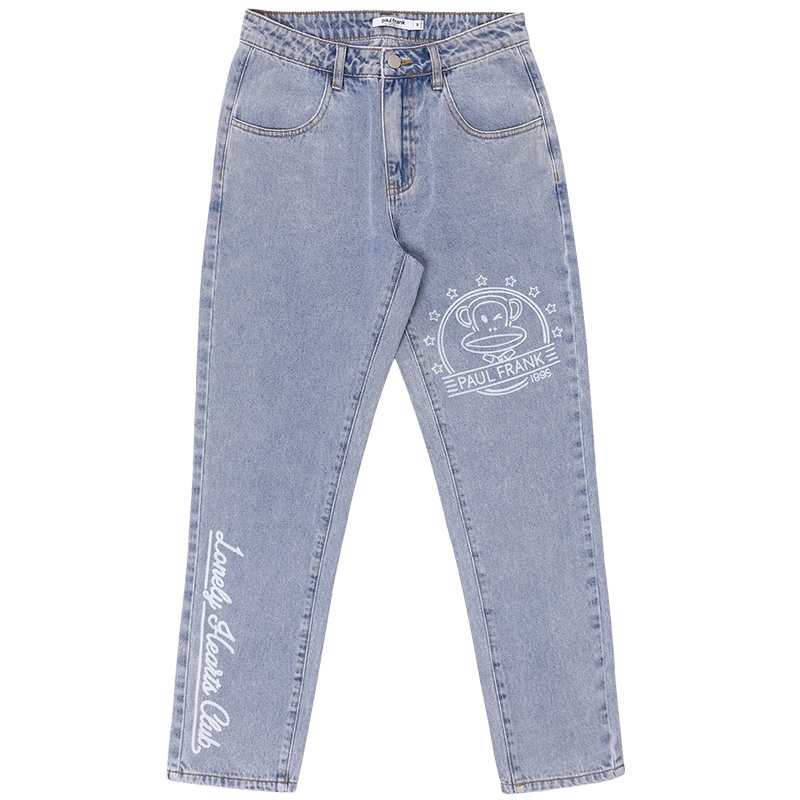 大嘴猴春秋季新款牛仔裤女韩版九分裤高腰浅色时尚 S 浅牛仔蓝