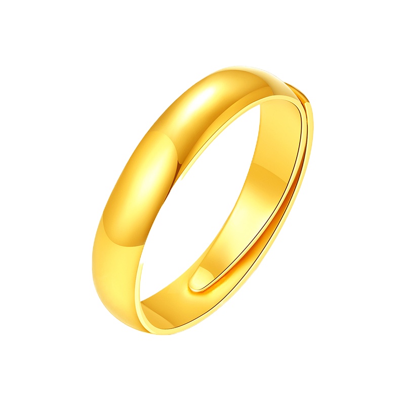 Letrange999足金天元戒素圈戒指实心男女开活口指环结婚戒子送男女友