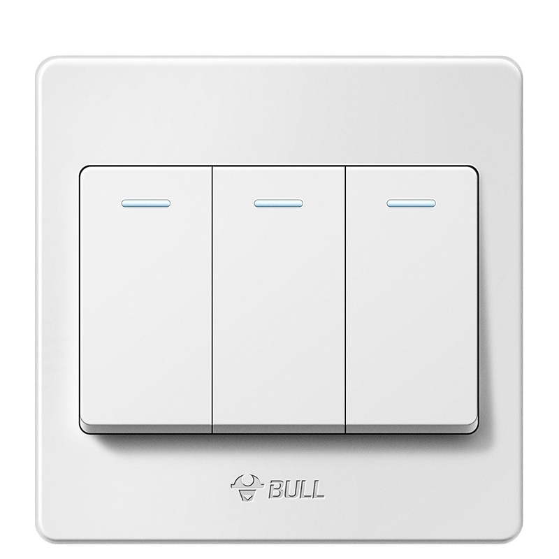 公牛(BULL)开关插座套装86型墙壁电源插座 g07系列 单控三开开关