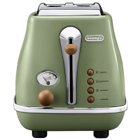 德龙(DeLonghi) CTOV2103家用吐司机 烘烤 加热 解冻 取消按键 2片式多士炉 早餐机 橄榄绿