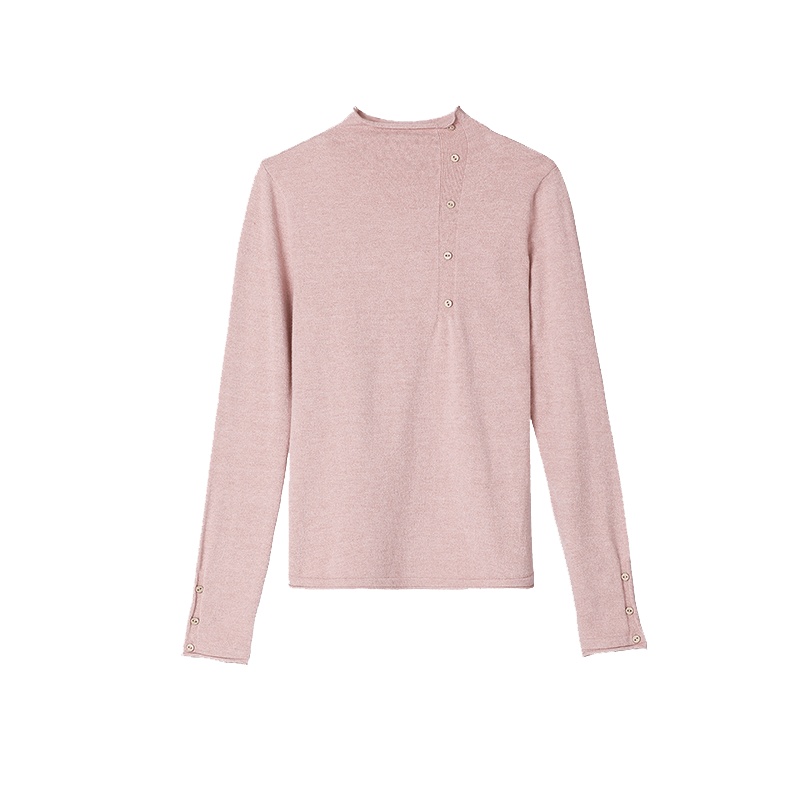 OSA粉色半高领针织打底衫女秋冬季2021新款内搭毛衣长袖上衣修身