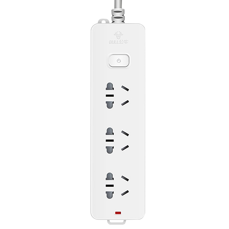 公牛(bull)新国标GN-212全长1.8米三位总控开关带儿童安全保护门插座/插排/接线板/拖线板 白色