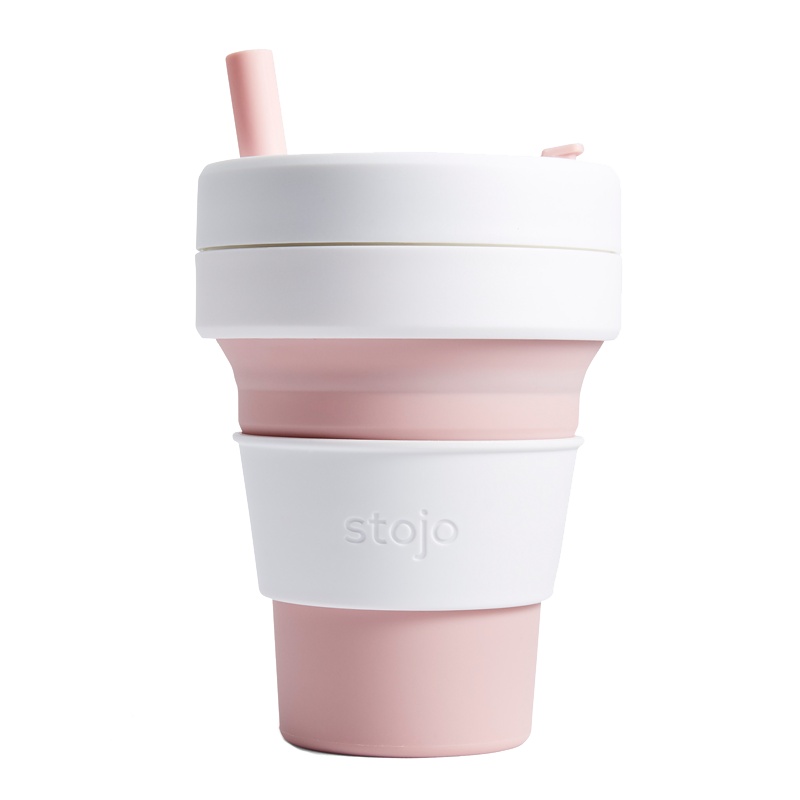 STOJO便携旅行随行杯折叠可压缩口袋杯咖啡杯户外环保水杯大号樱花粉