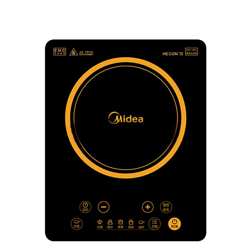 美的(Midea)电磁炉C22-HT2218HM 家用触屏式 微晶面板 8档智能电磁炉家用正品特价 大火力2200W