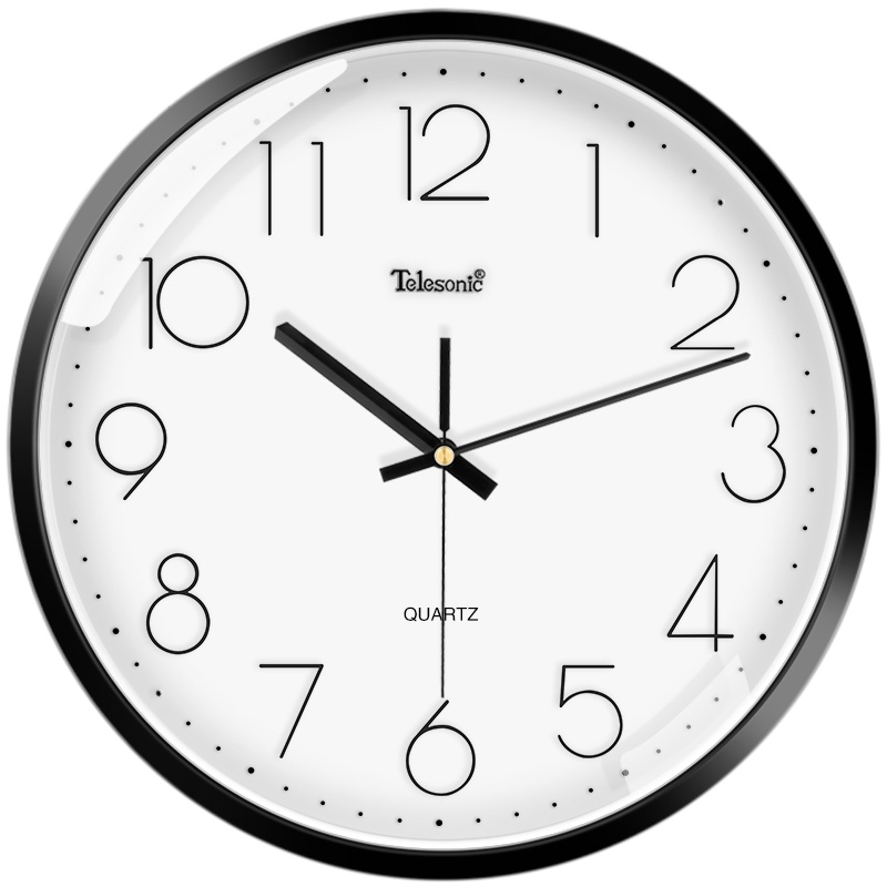 企购优品 天王星(Telesonic)挂钟 石英钟圆形挂表 S9651-2 黑色
