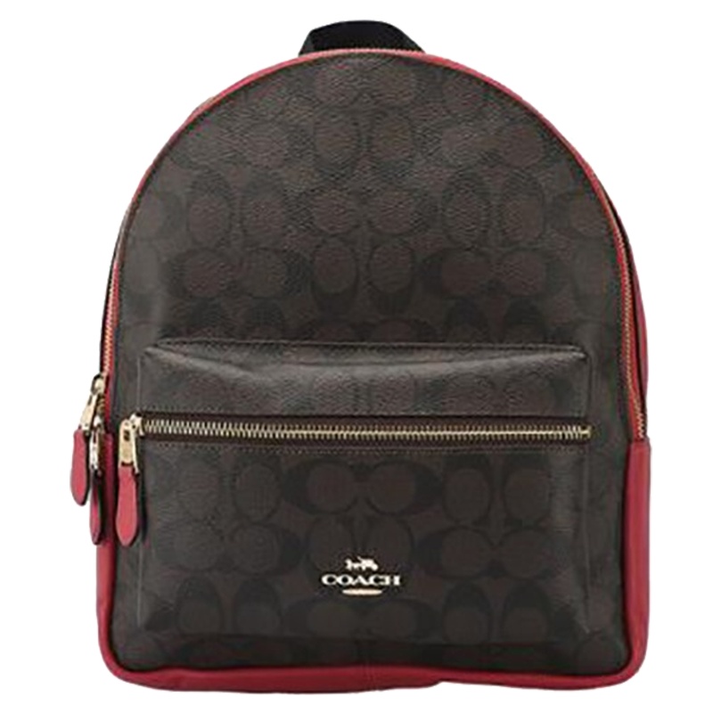 Coach 蔻驰 女士咖色红色双肩包 F32200IML72