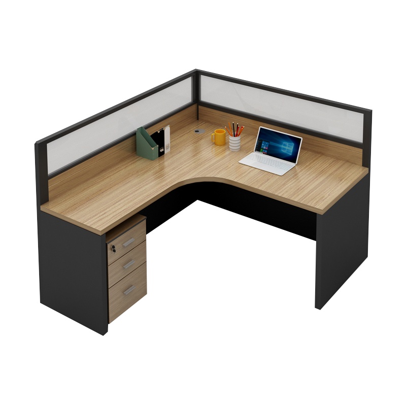 臻远办公桌职员办公室隔断屏风卡座 L字型单人位含柜