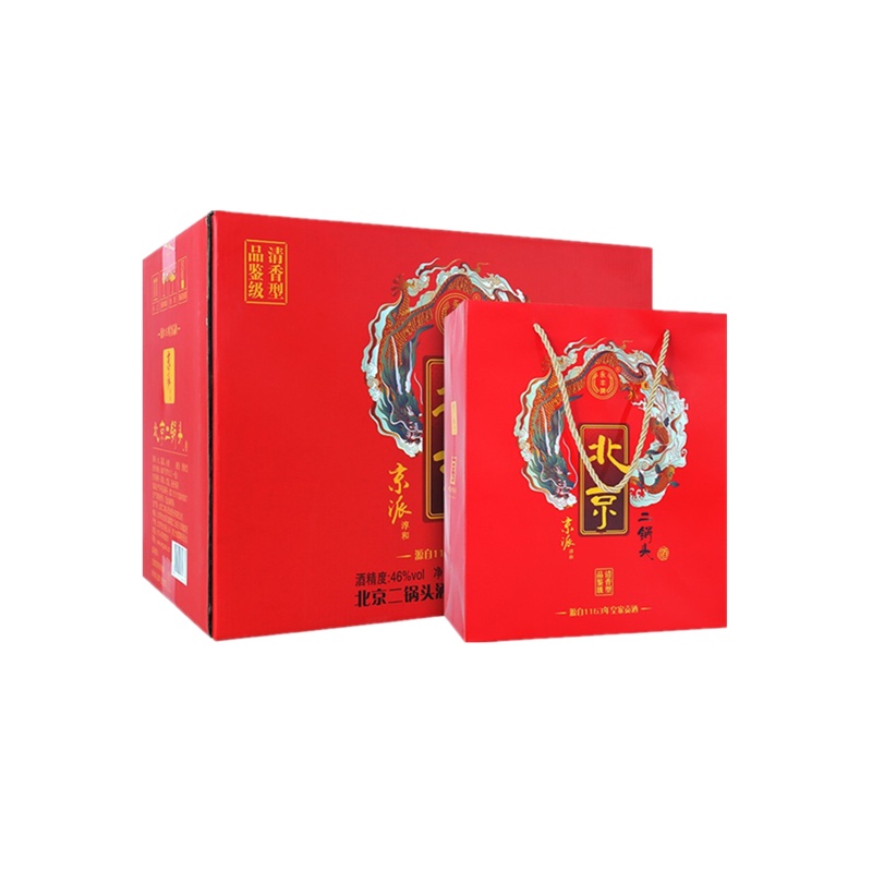 永丰牌北京二锅头白酒46度龙纹品鉴级清香型500ml*6瓶 六色全家福