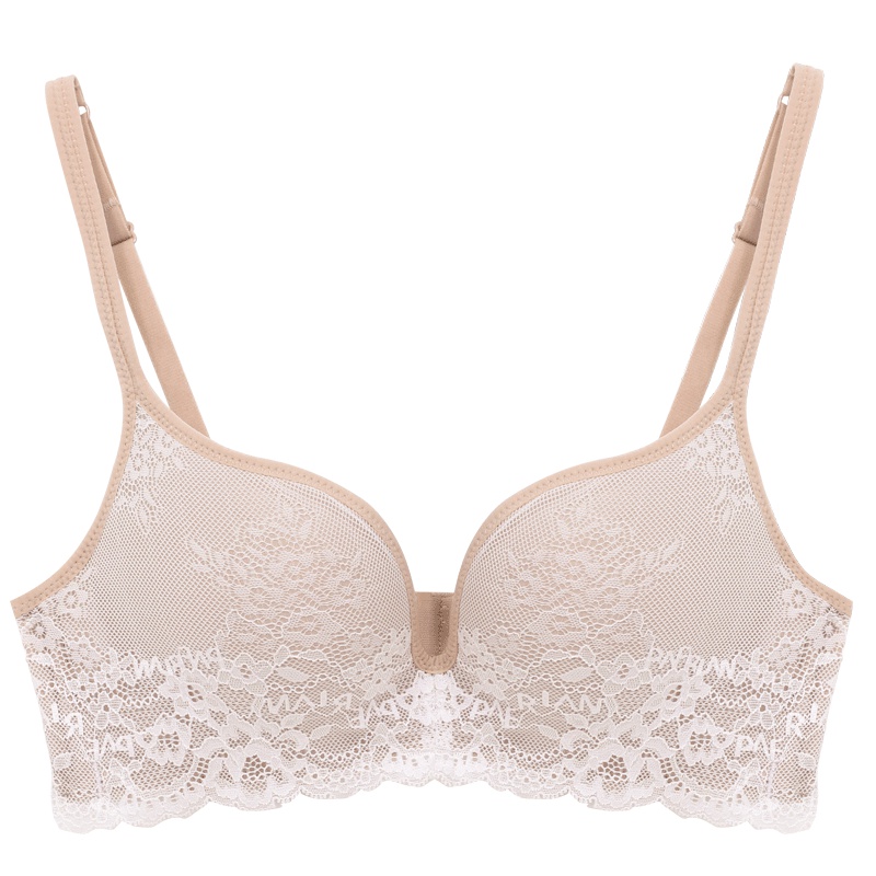 珀依兰 无钢圈蕾丝边文胸小胸 一片式两排扣女士内衣