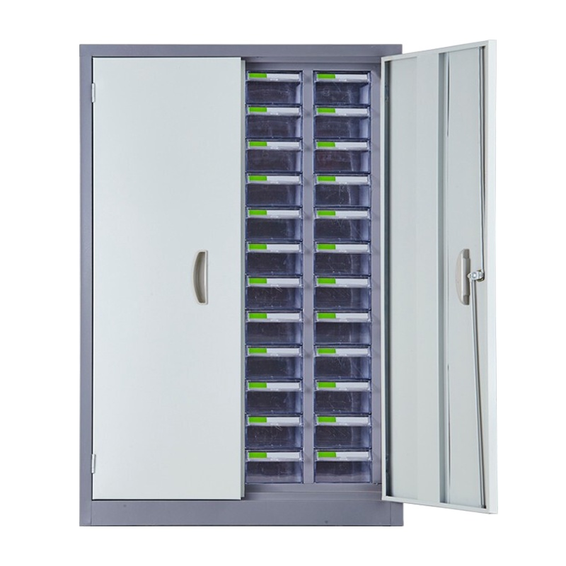 震海 48抽带门零件柜透明中号抽屉五金配件收纳柜零配件收纳柜螺丝元件盒样品物料柜零件柜