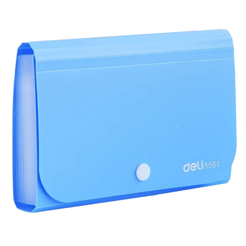 得力(deli) 5561 13格A6便携票据收纳包 按扣式风琴包 清新绿