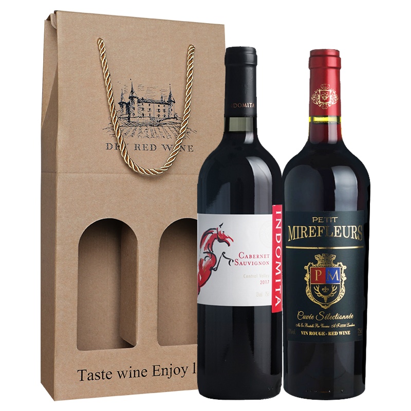 张裕先锋原瓶进口红酒双支礼盒 法国小蜜合花+智利格狮马干红葡萄酒两支装礼盒装750ml*2 CHANGYU