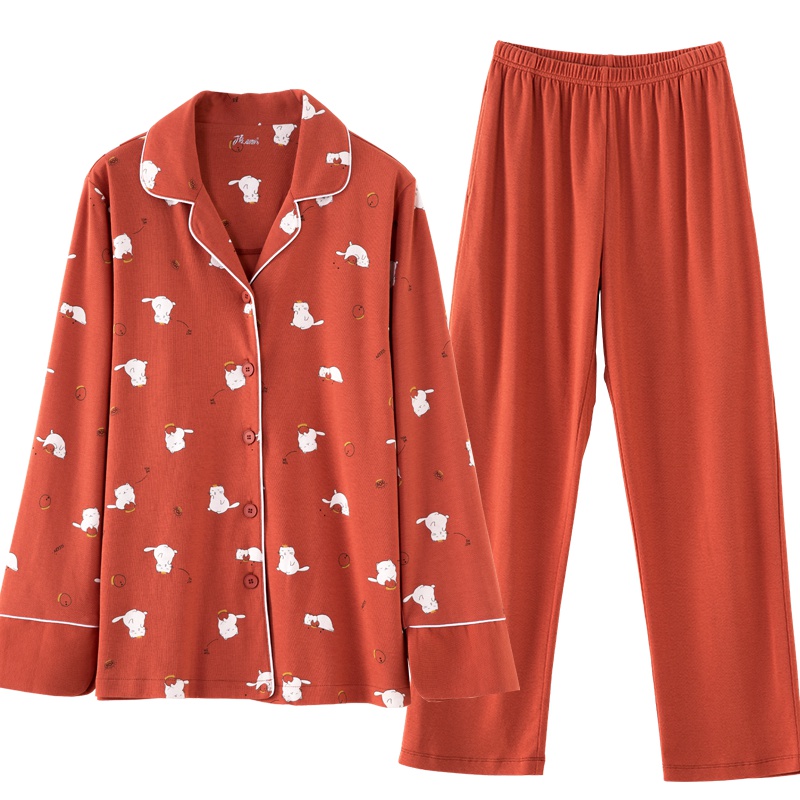 顶瓜瓜睡衣女秋冬纯棉家居服套装 可爱长袖薄款居家服顶呱呱