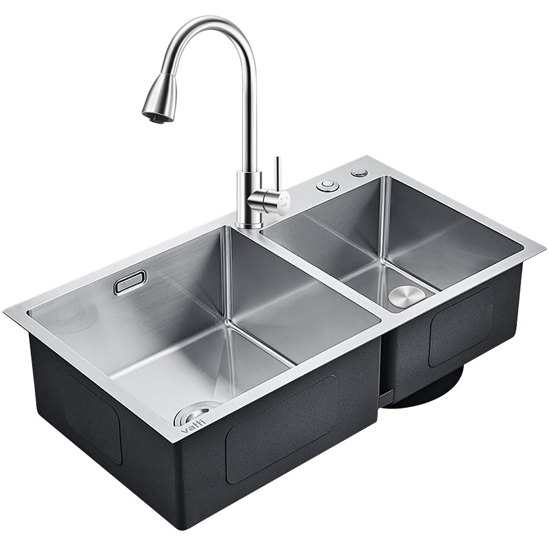 华帝(vatti)超声波净化水槽加厚304不锈钢厨房双槽家用手工水槽 洗菜盆