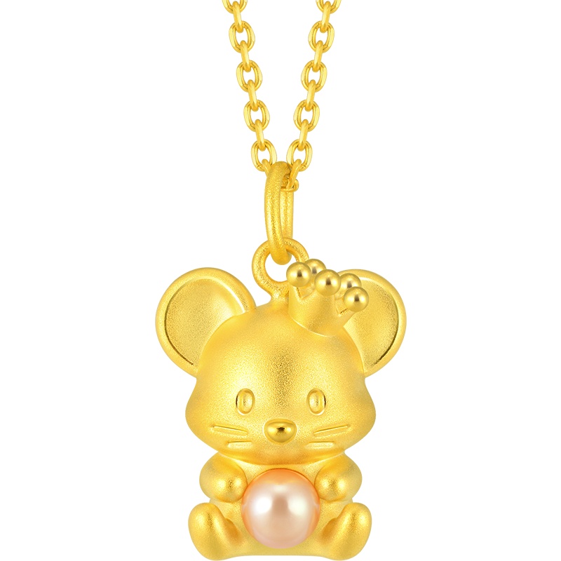 周生生(CHOW SANG SANG)黄金足金PetChat鼠珍珠吊坠不含项链91449P定价