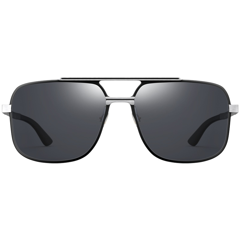 帕森时尚方框偏光太阳镜男轻盈铝镁弹簧镜腿 休闲开车驾驶加厚偏光墨镜8208