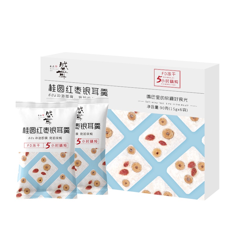 盛耳 冻干桂圆红枣银耳羹90g 15g*6包 速食新鲜免煮银耳羹汤冲泡即食白木耳雪耳
