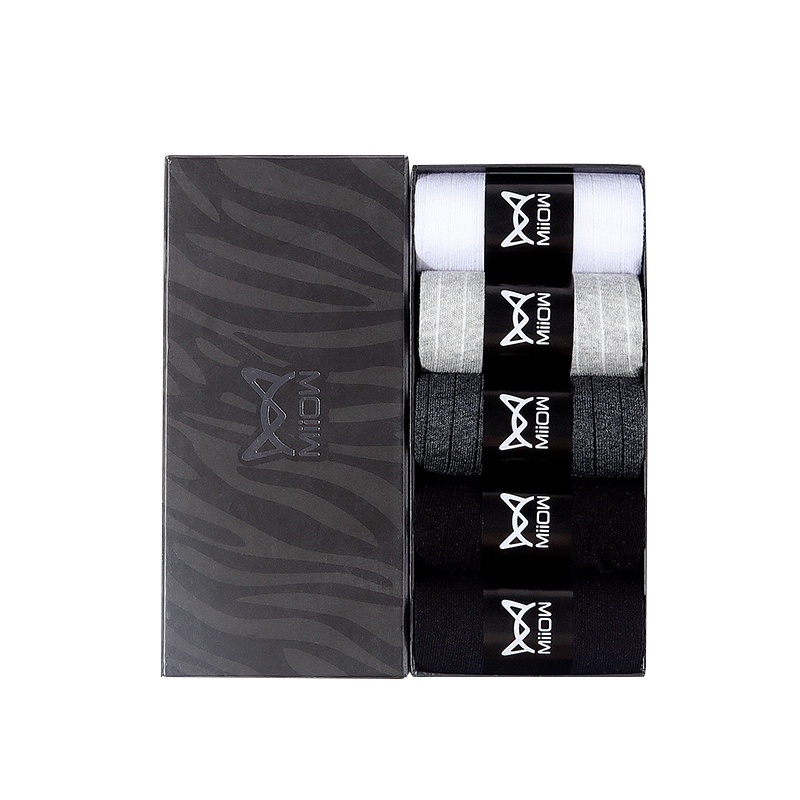 miiow猫人 男士袜子男纯棉中筒袜防臭透气吸汗运动袜全棉5双装男袜