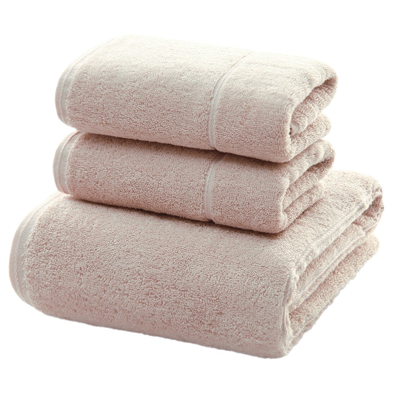 三利 长绒棉A类标准 素色良品毛巾2条+浴巾1条 三件组合装 平布接缝 随心裁剪多规格巾类 桜色
