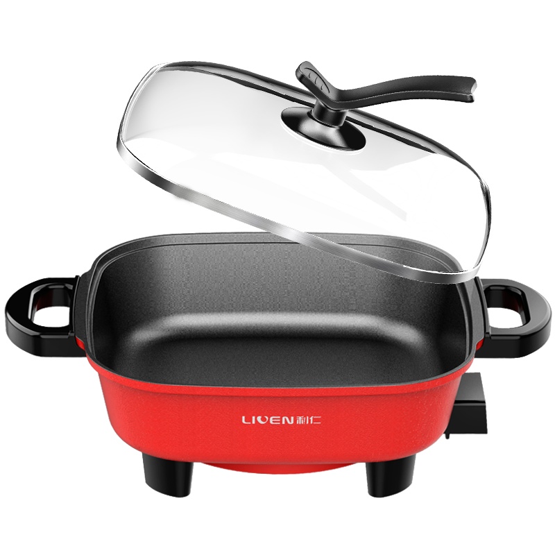 利仁(Liven)电火锅多功能电热锅大功率家用大容量韩式火锅电热锅炒锅不易粘电煮锅煎烤锅DHG-556A