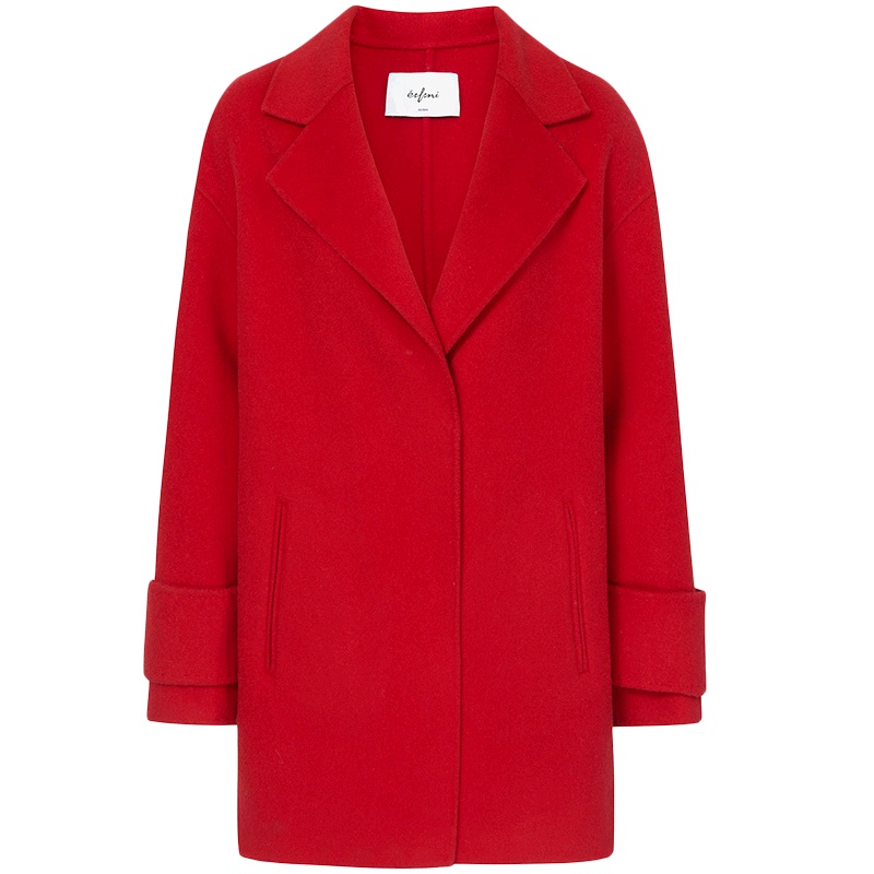 【商场同款】伊芙丽冬装新款韩版中长款双面呢大衣毛呢外套女