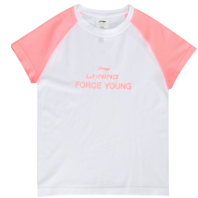 李宁童装女童中大童运动速干T恤