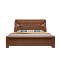 月影梳桐胡桃木实木床1.8米床婚床现代中式床简约1.5米主卧实木高箱床