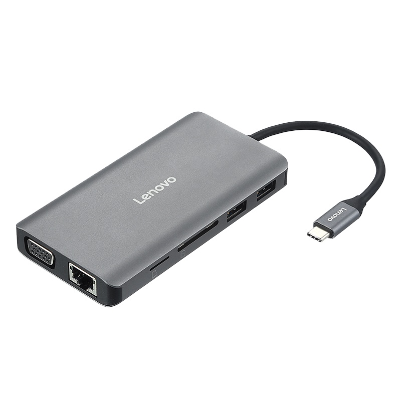 联想(Lenovo)LX0801 Type-C扩展坞 USB-C转HDMI转VGA转换器 千兆网口 USB3.0分线器