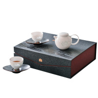 古镇陶瓷景德镇功夫茶具套装家用玲珑瓷泡茶茶杯陶瓷礼盒5头茶具花好月圆