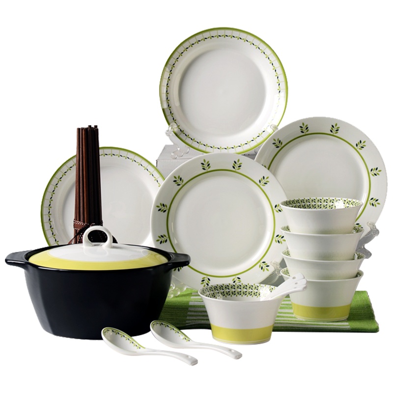 亿嘉IJARL 韩式创意家用陶瓷碗盘碟子20头餐具套装结婚乔迁送礼 格林