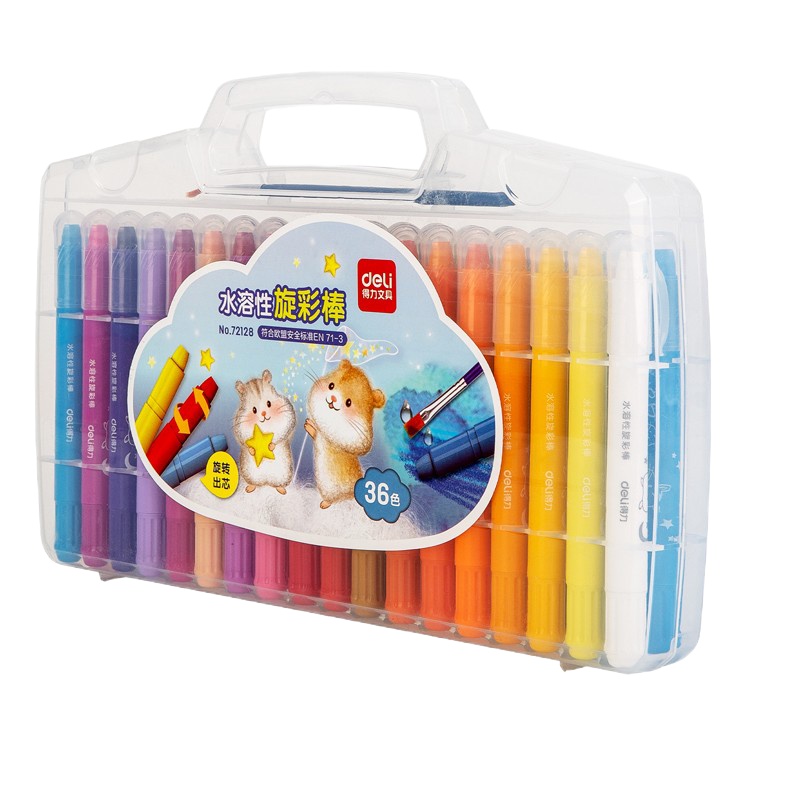 得力(deli)水溶性旋彩棒 写字素描绘画 画图笔 油画彩棒 油画棒 专用素描绘图幼儿园学生儿童旋彩棒