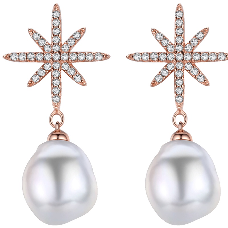 佰色传情巴洛克纯银耳环女法式异形复古耳坠耳饰大珍珠耳钉