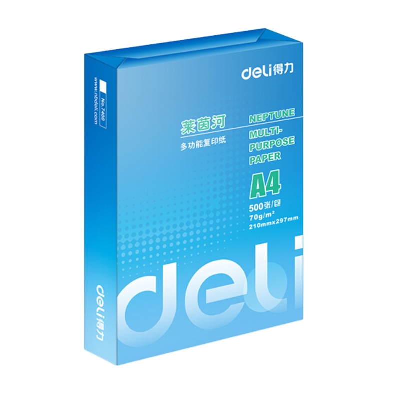 得力莱茵河 70g A4 复印纸 500张/包 5包/箱(2500张)