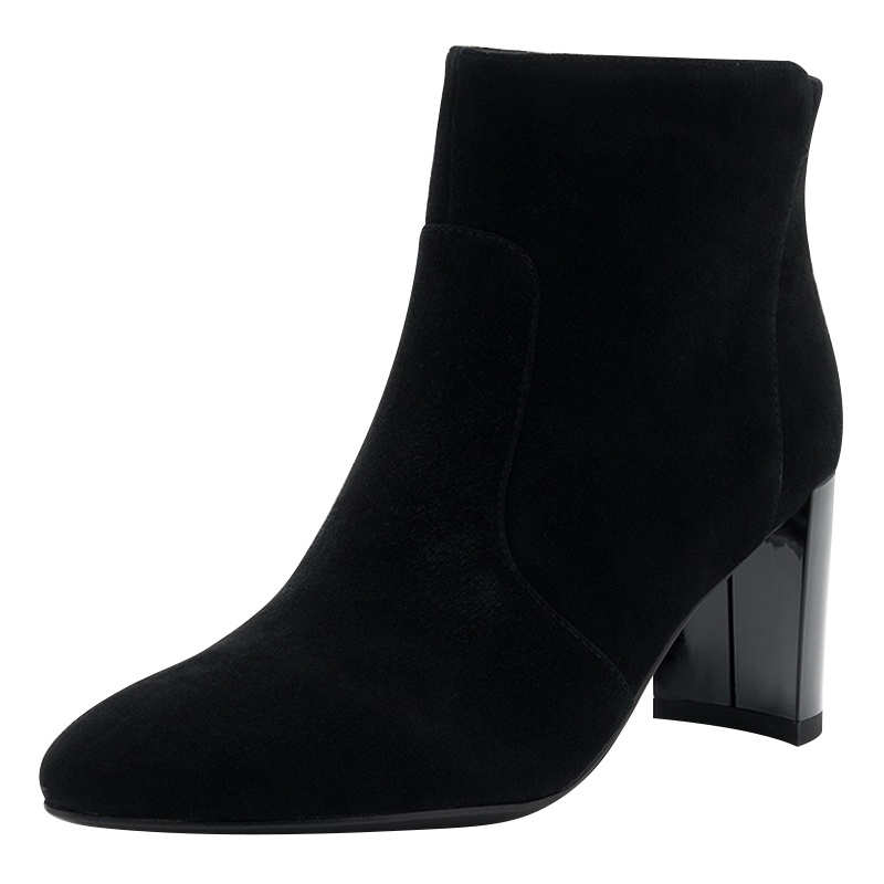 ST&SAT/星期六 旗下侧拉链尖头粗跟高跟时装短靴DF84116150