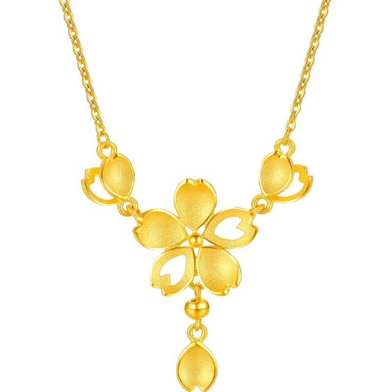 周大生黄金饰品黄金项链女新款吊坠足金999镂空樱花花朵套链挂坠花漾系列