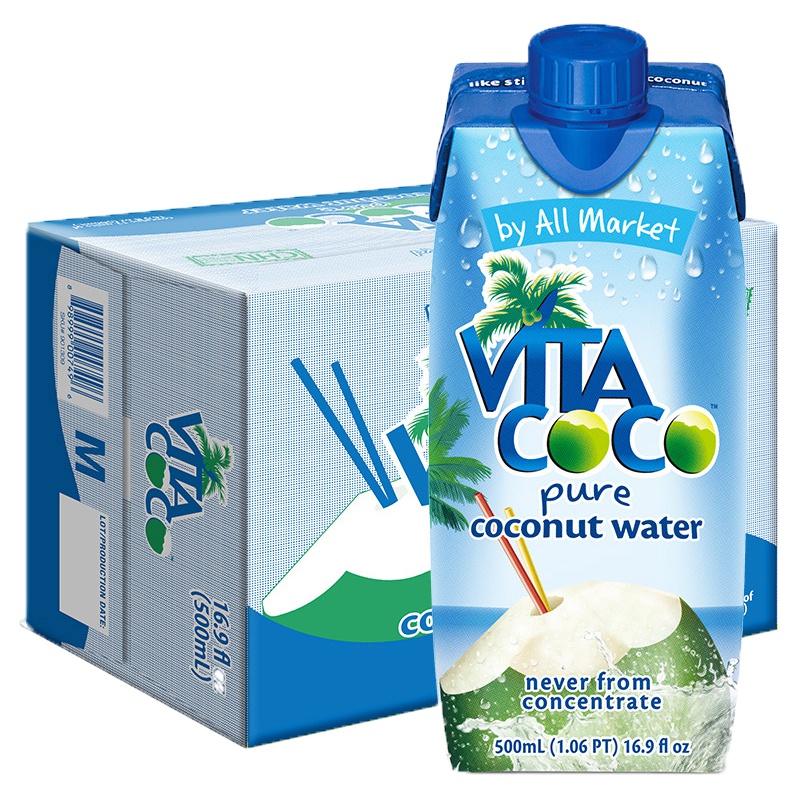 唯他可可(VitaCoco)椰子水500ml*12 (整箱)马来西亚进口椰子水饮料原味