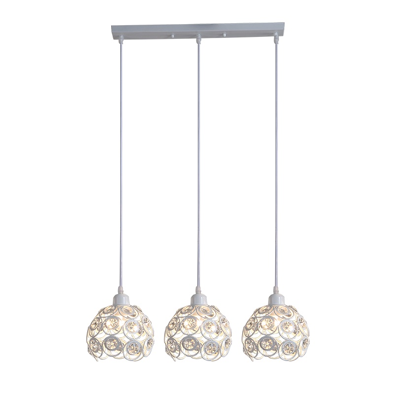 Grevol品拓PINTUOLED吊灯餐厅灯简约现代餐吊灯铁艺水晶创意三头餐厅灯卧室灯饰吧台饭厅灯具灯饰15M2