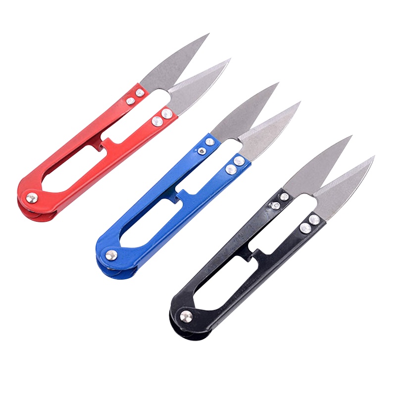 海斯迪克 gnjz-3004 日用品 十字绣彩色小剪刀 裁缝弹簧U型线头剪刀 12只（颜色随机）