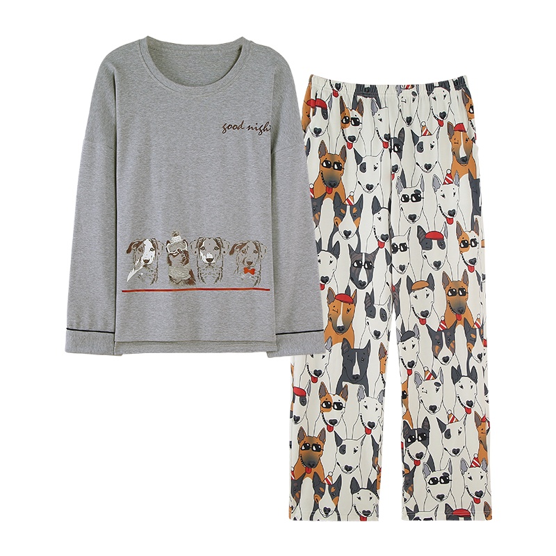 猫人情侣睡衣秋冬款长袖韩版春秋家居服两件套装