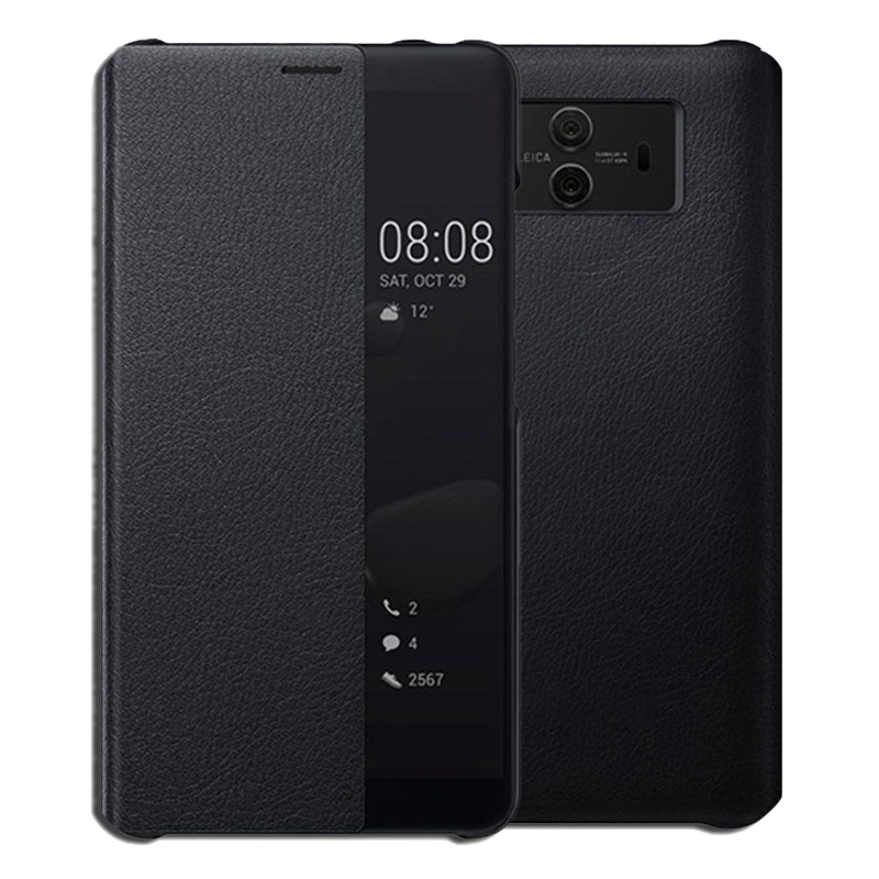 送钢化膜]溪特 华为Mate10手机壳原装翻盖皮质保护套华为ALP-AL00抗爆防摔商务视窗智能休眠皮套手机保护套咖啡色
