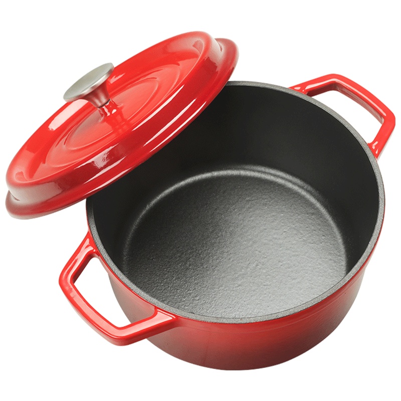 三厦珐琅炖锅汤锅铸铁锅24cm家用生铁搪瓷锅具焖烧锅煲汤锅