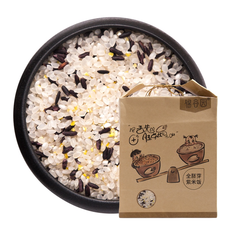 锦谷园 全胚芽紫米饭2500g 秋田小町大米全胚芽紫糯米糯玉米碎混合米饭米粥2.5KG