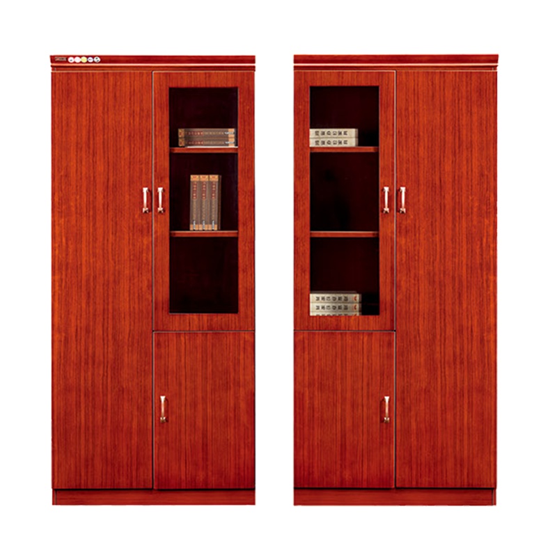 鸿业盛大FSH-C0421左开门两门书柜办公室柜子文件柜木质资料柜油漆实木皮书柜储物柜书柜900L*420W*2000